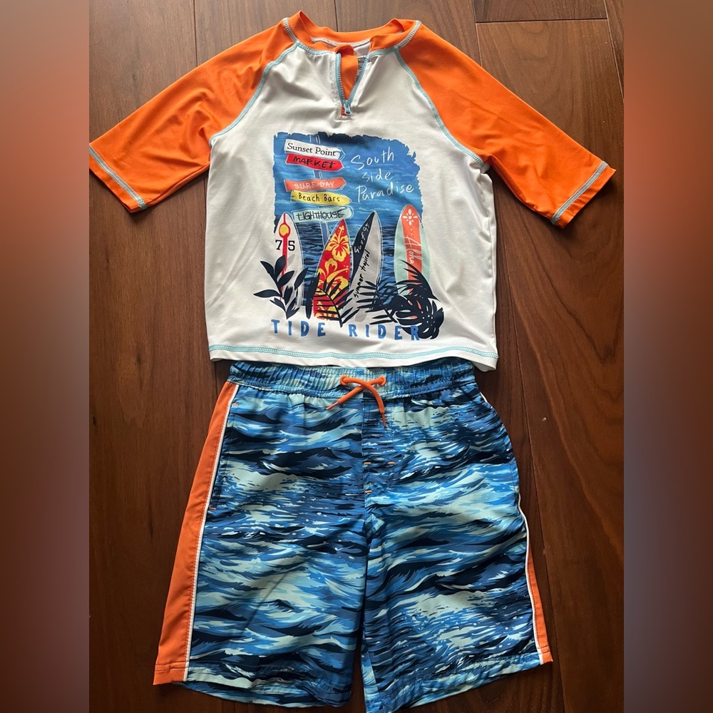Boys Swim trunks and matching shirt